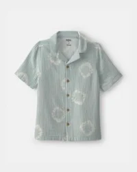 Oshkosh Boys Tie-Dye Short-Sleeve Button-Down Gauze Shirt - Green Green 8