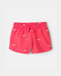 Carters Girls Sunglasses French Terry Shorts - Coral Orange 8