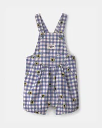 Oshkosh Baby Girl Sunflower Gingham Shortall - Blue Blue 18M