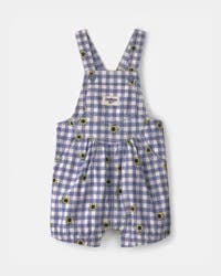 Oshkosh Baby Girl Sunflower Gingham Shortall - Blue Blue 18M