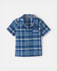 Oshkosh Baby Boy Plaid Short-Sleeve Button-Down Shirt - Blue Blue 9M