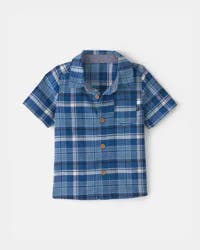 Oshkosh Baby Boy Plaid Short-Sleeve Button-Down Shirt - Blue Blue 9M