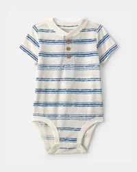 Oshkosh Baby Boy Striped Bodysuit - Blue/Ivory Blue/Ivory 24M