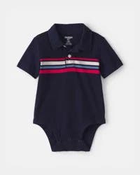 Oshkosh Baby Boy Polo Bodysuit - Navy Blue Navy 18M