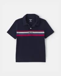Oshkosh Toddler Boy Striped Polo Shirt - Navy Blue Navy 5T