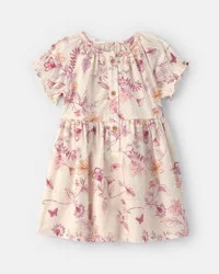 Oshkosh Baby Girl Floral Puff-Sleeve Dress - Ivory Ivory 9M