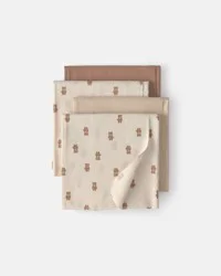 Carters Baby 4-Pack Bear Receiving Blankets - Brown/Cream Brown/Cream OSZ