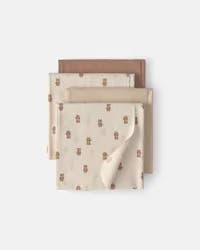 Carters Baby 4-Pack Bear Receiving Blankets - Brown/Cream Brown/Cream OSZ