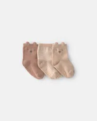 Carters Baby 3-Pack Bear Baby Booties - Brown Brown 12-24