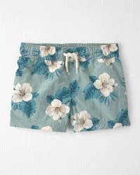 Littleplanet Toddler Boy Recycled Swim Trunks in in Blue Hibiscus Blue Hibiscus 4T