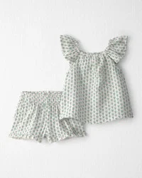 Baby Girl 2-Piece Organic Cotton Gauze Top & Short Set in Floral Floral 24M