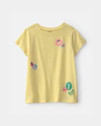 Carters Girls Fruit Sticker Graphic Tee - Yellow Yellow XS