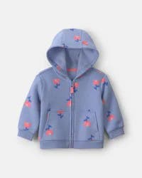 Carters Baby Girl Floral Fleece Zip-Up Hoodie - Blue Blue 12M