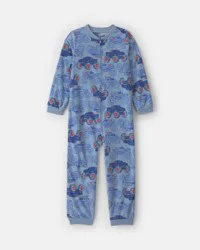 Carters Boys 1-Piece Monster Truck Fleece Loose Fit Pajama - Blue Blue 7