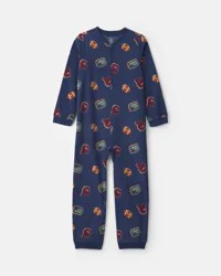 Carters Boys 1-Piece Varsity Fleece Loose Fit Pajama - Navy Blue Navy Blue 4
