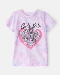 Carter's Carters Kid Disney© Princess Girls Rule Tie-Dye Short-Sleeve Graphic Tee - Purple/Pink Multi 5
