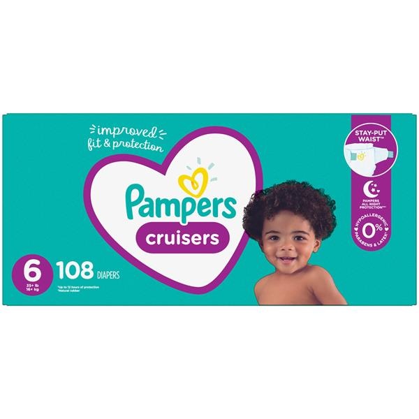 slide 1 of 1, Pampers Cruisers Diapers Size 6, 108 ct