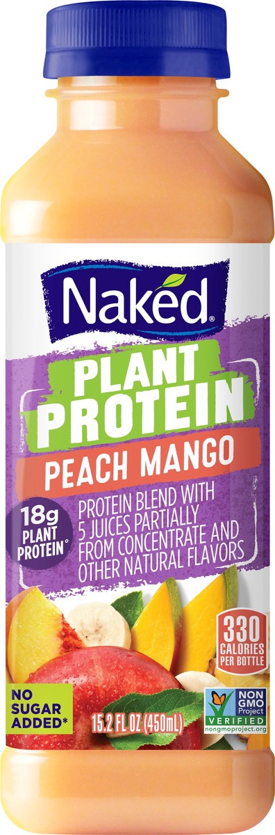 slide 5 of 9, Naked Plant Protein Peach Mango Juice 15.2 oz, 15.2 fl oz