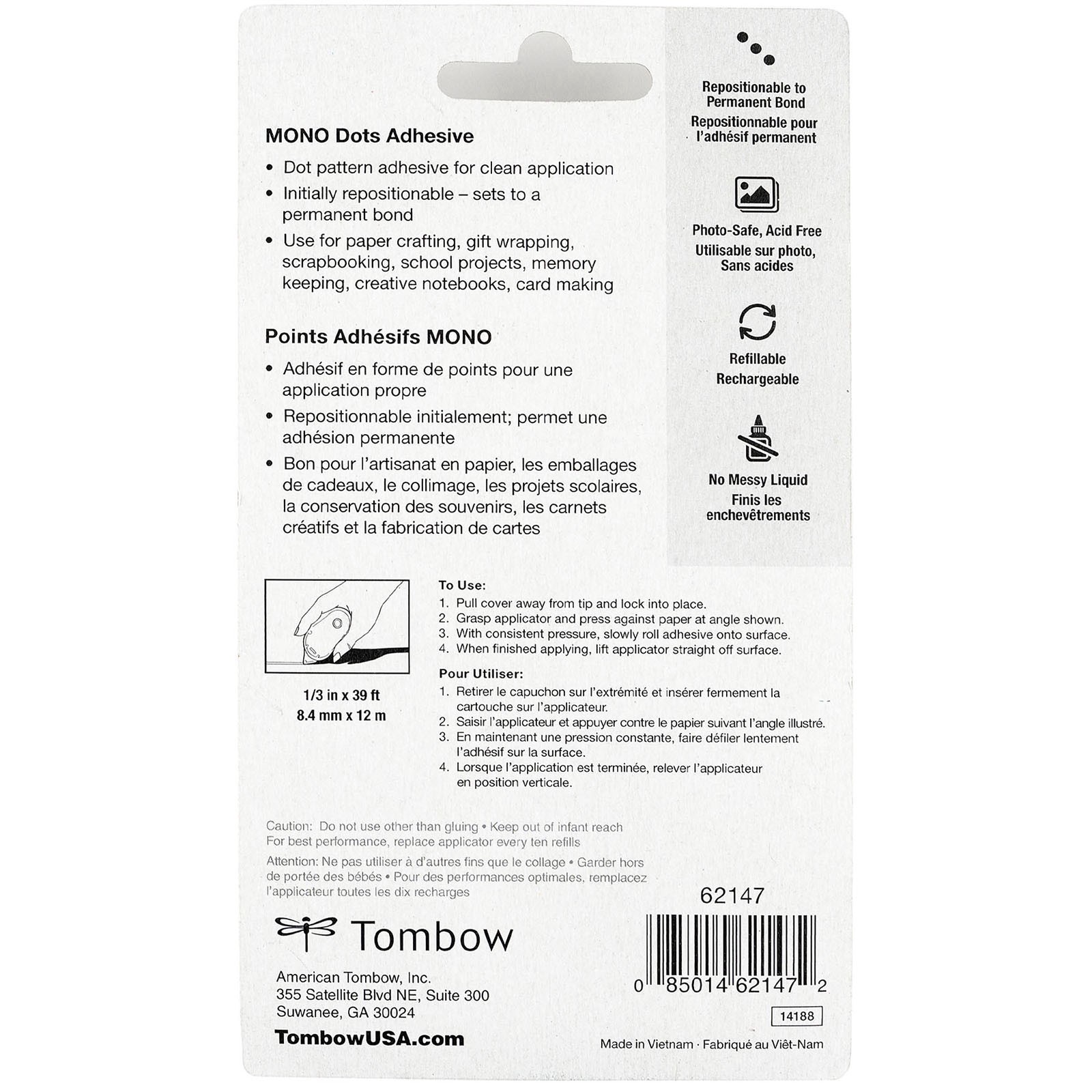 slide 7 of 8, Tombow Dots Adhesive Runner, 1/3 in x 39 ft