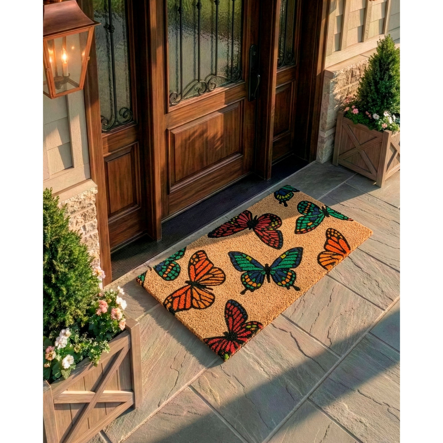 slide 2 of 2, Multi Butterfly Printed Coir Mat, 1 ct