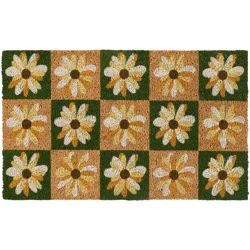 Daisy Check Printed Coir Mat