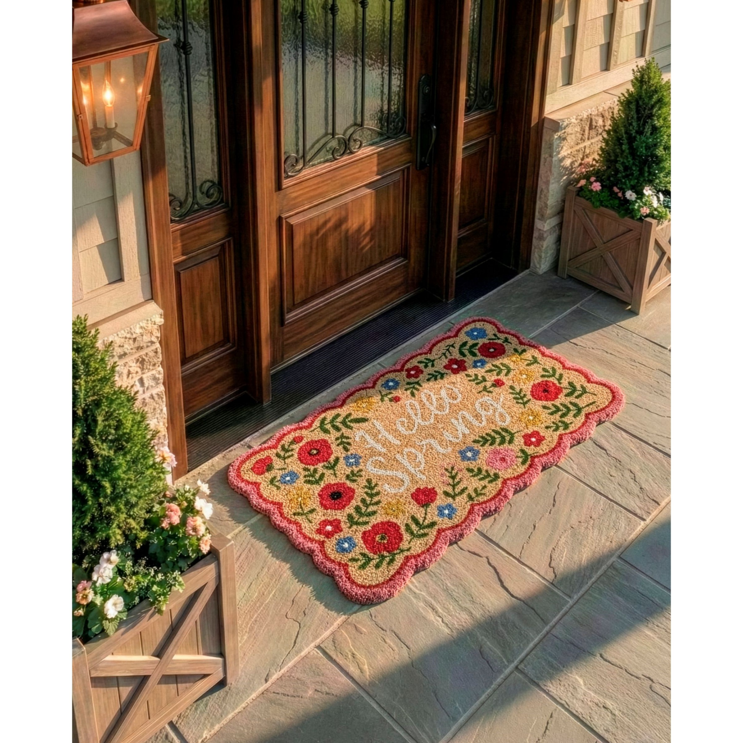 slide 2 of 2, Pink Scallop Printed Coir Mat, 1 ct