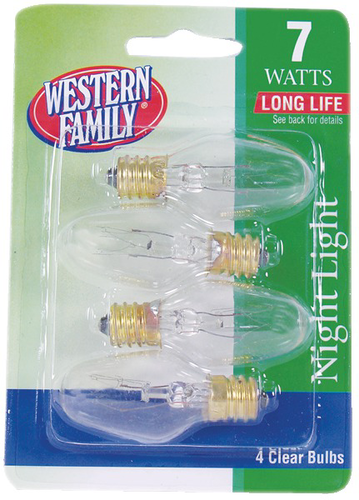 slide 1 of 1, Western Family Night Light 7 Watts Clear, 4 ct