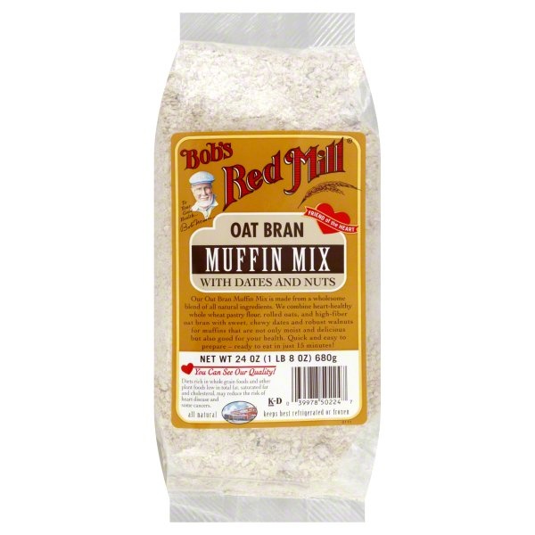 slide 1 of 1, Bob's Red Mill Muffin Mix, Oat Bran, with Dates and Nuts, 24 oz