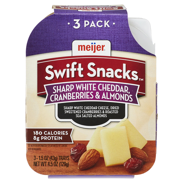 slide 1 of 1, Meijer Swift Snacks Sharp White Cheddar, Cranberries & Almonds, 3 ct; 1.5 oz