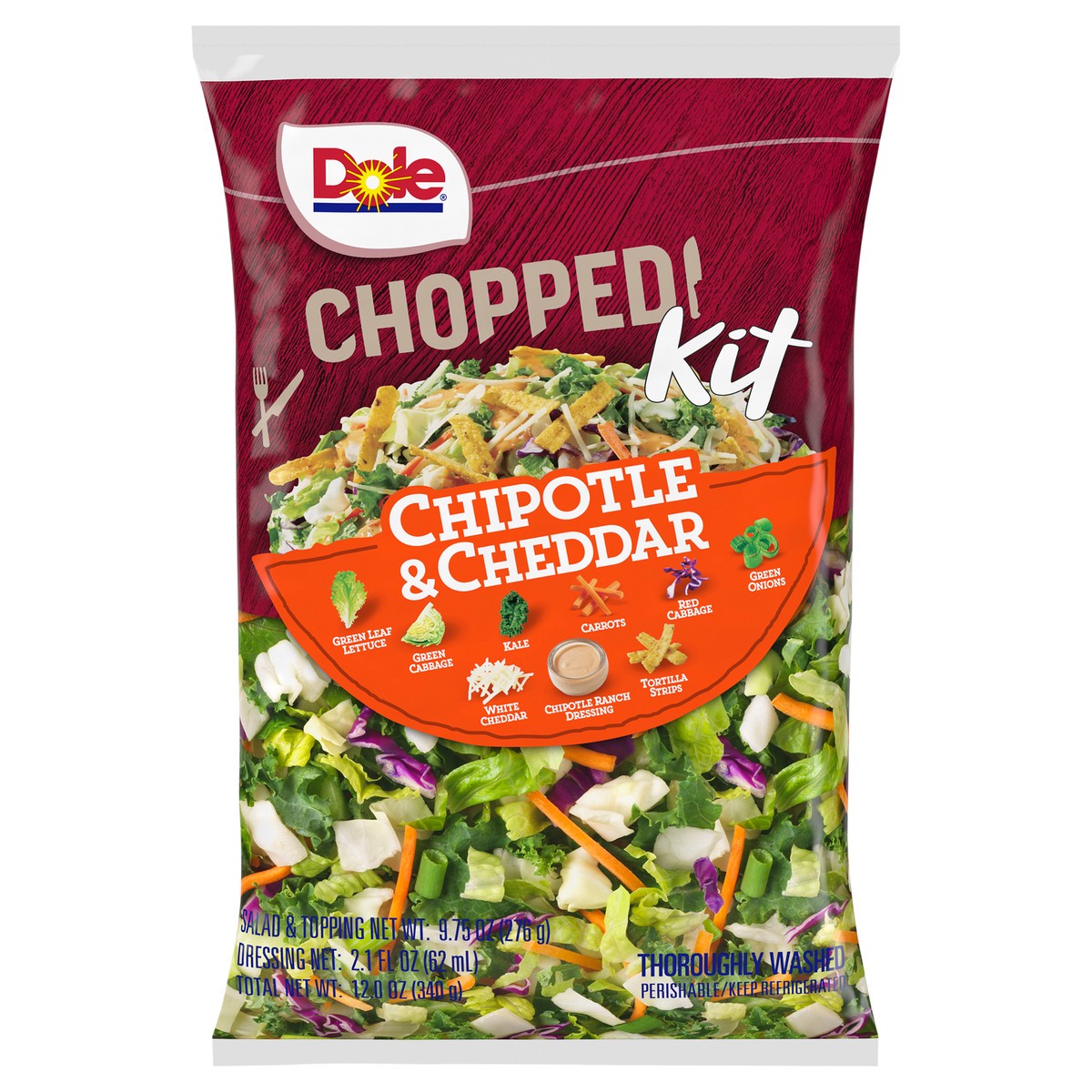 slide 1 of 7, Dole Chipotle And Cheddar Chopped Kit, 12 oz