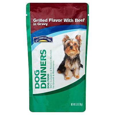 slide 1 of 1, Hill Country Fare Dog Dinners Grilled With Beef Chunks In Gravy Dog Food, 5.3 oz