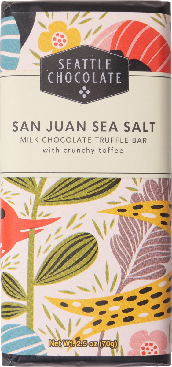 slide 8 of 9, Seattle Chocolate Milk Chocolate San Juan Sea Salt Truffle Bar with Crunchy Toffee 2.5 oz, 2.5 oz