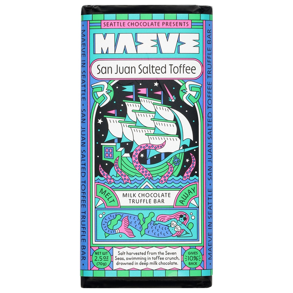 slide 1 of 9, Maeve San Juan Salted Toffee Milk Chocolate Truffle Bar 2.5 oz, 2.5 oz