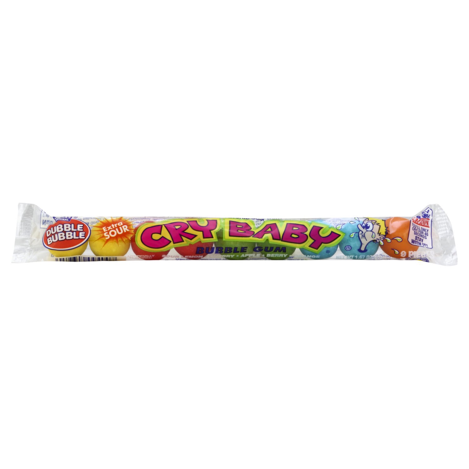 slide 1 of 1, Dubble Bubble Cry Baby Extra Sour Bubble Gum, 216 ct