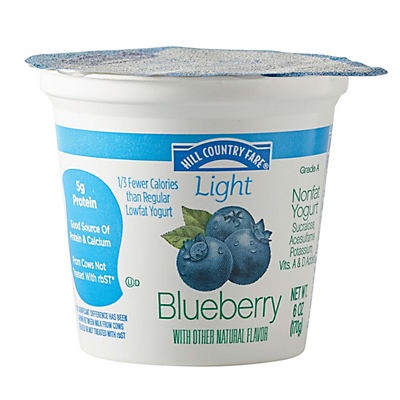 slide 1 of 1, Hill Country Fare Light Nonfat Blueberry Yogurt, 6 oz