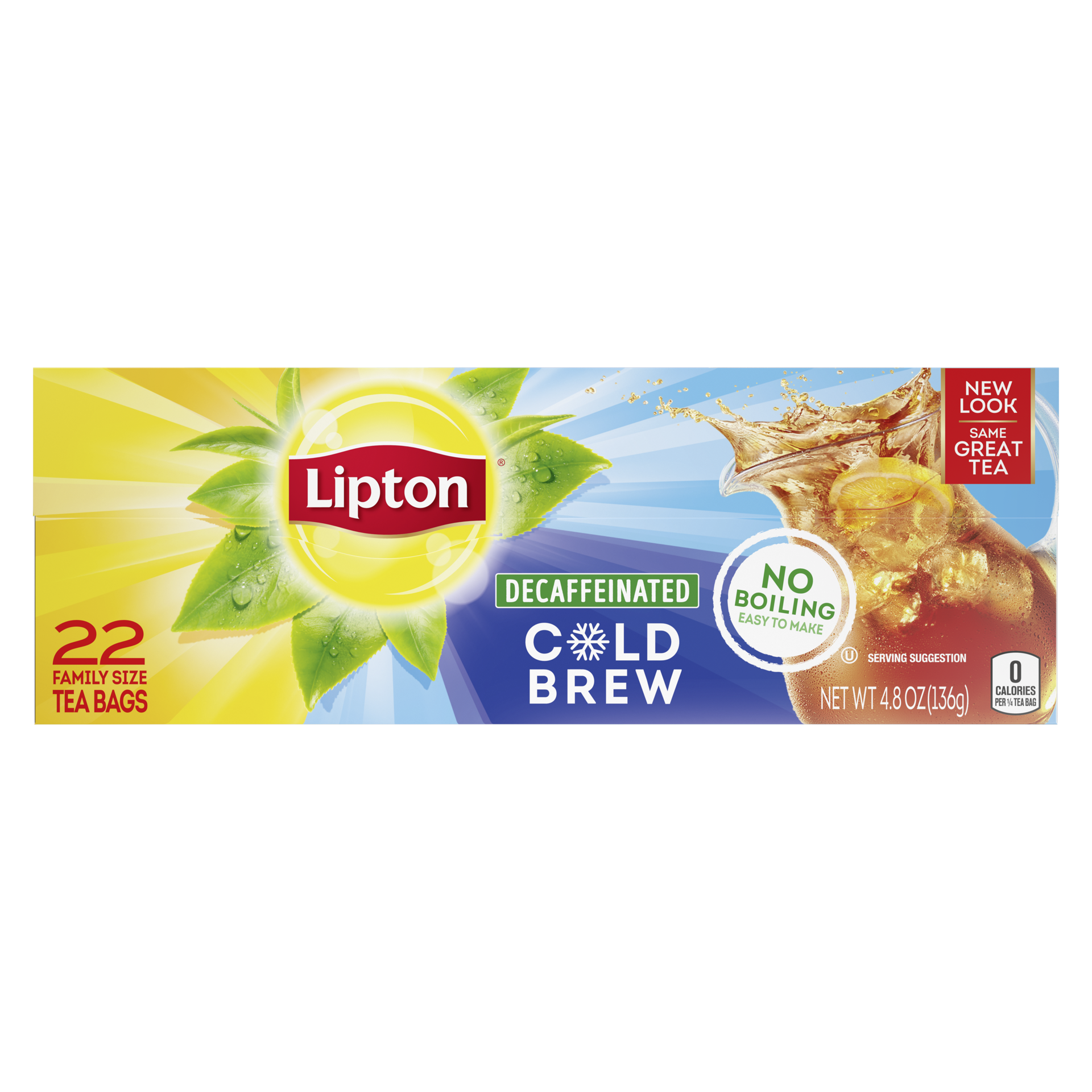 slide 2 of 4, Lipton Decaffeinated Cold Brew Family Size Tea Bags, 22 count, 22 ct