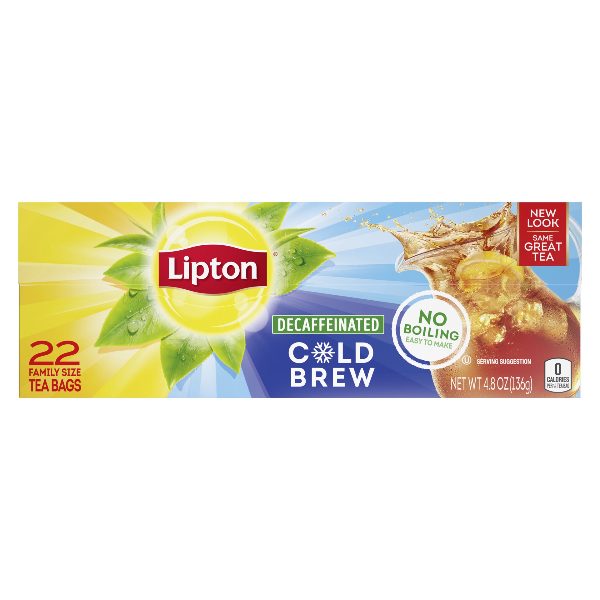 slide 1 of 4, Lipton Decaffeinated Cold Brew Family Size Tea Bags, 22 count, 22 ct