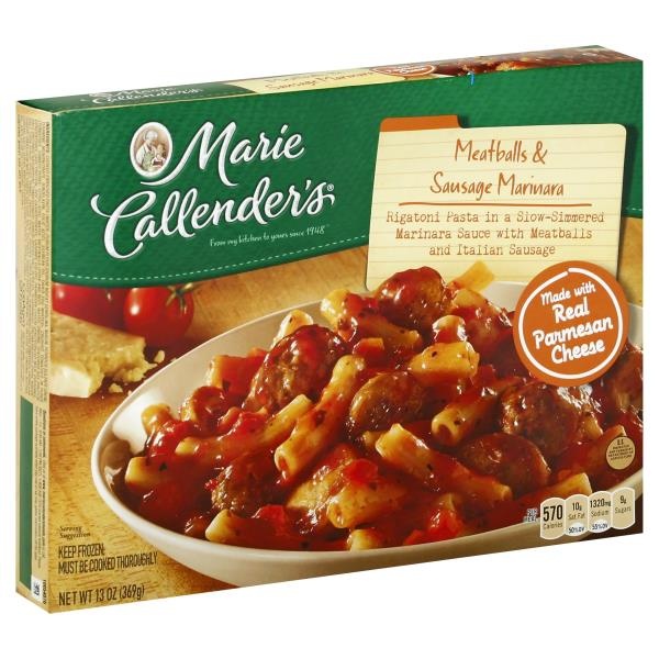 slide 1 of 1, Marie Callender's Meatballs and Sausage Marinara, 13 oz