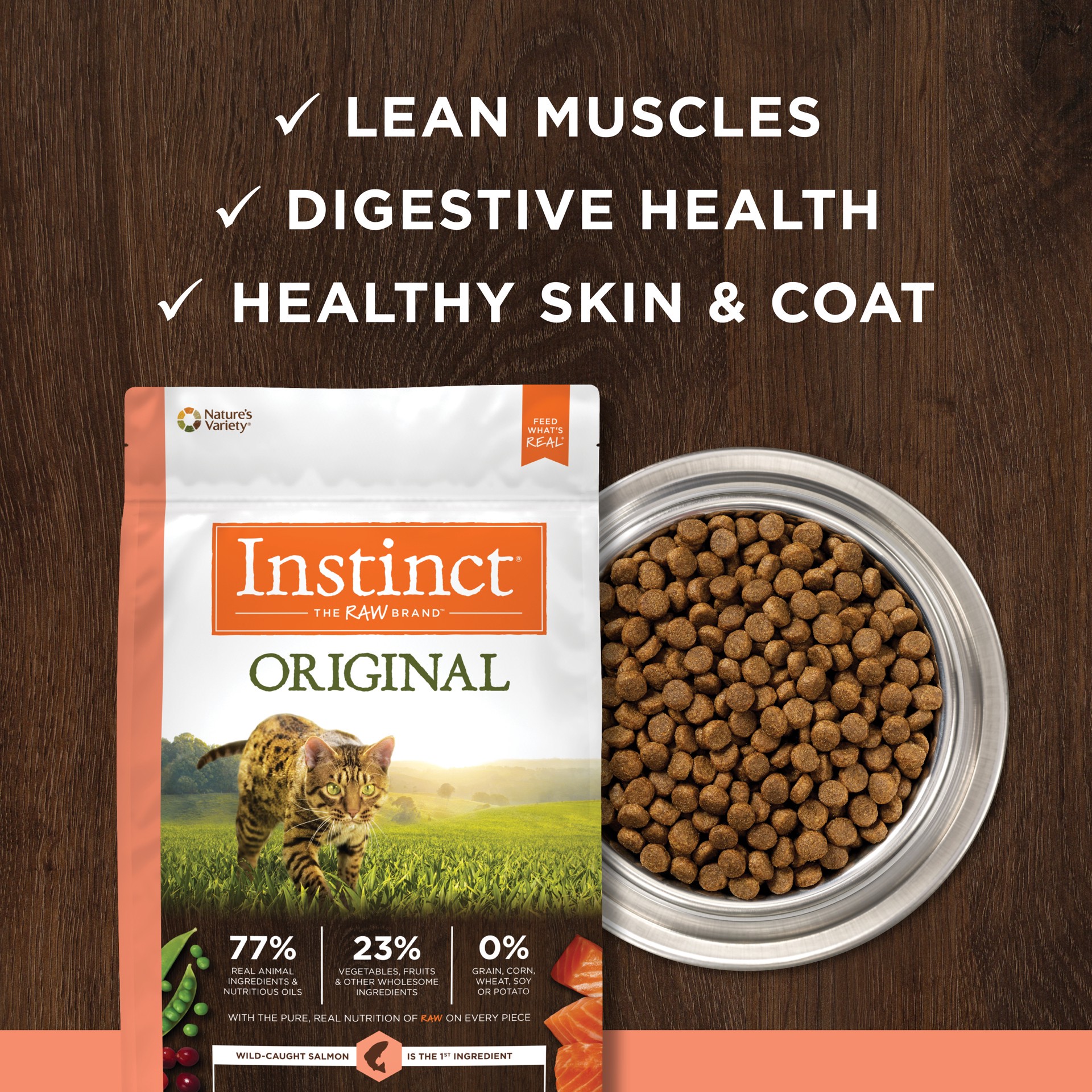 slide 6 of 8, Instinct Original Salmon Dry Cat Food, 10 lb. Bag, 1 ct