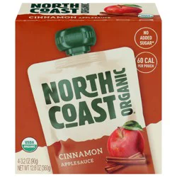 North Coast Organic Cinnamon Apple Sauce - 4 x 3.2 oz Pouches