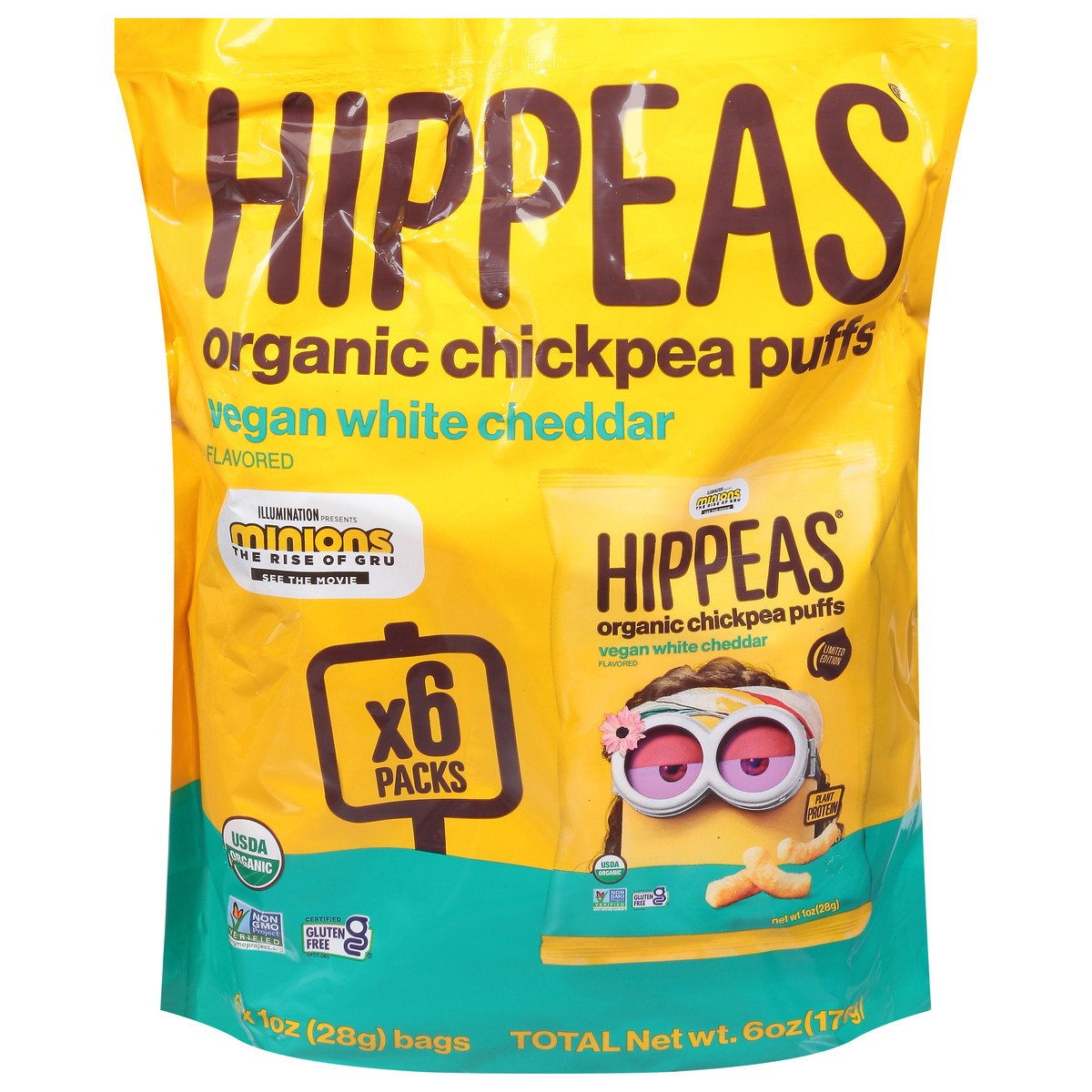 slide 1 of 11, HIPPEAS Organic Vegan White Cheddar Chickpea Puffs, 6 oz