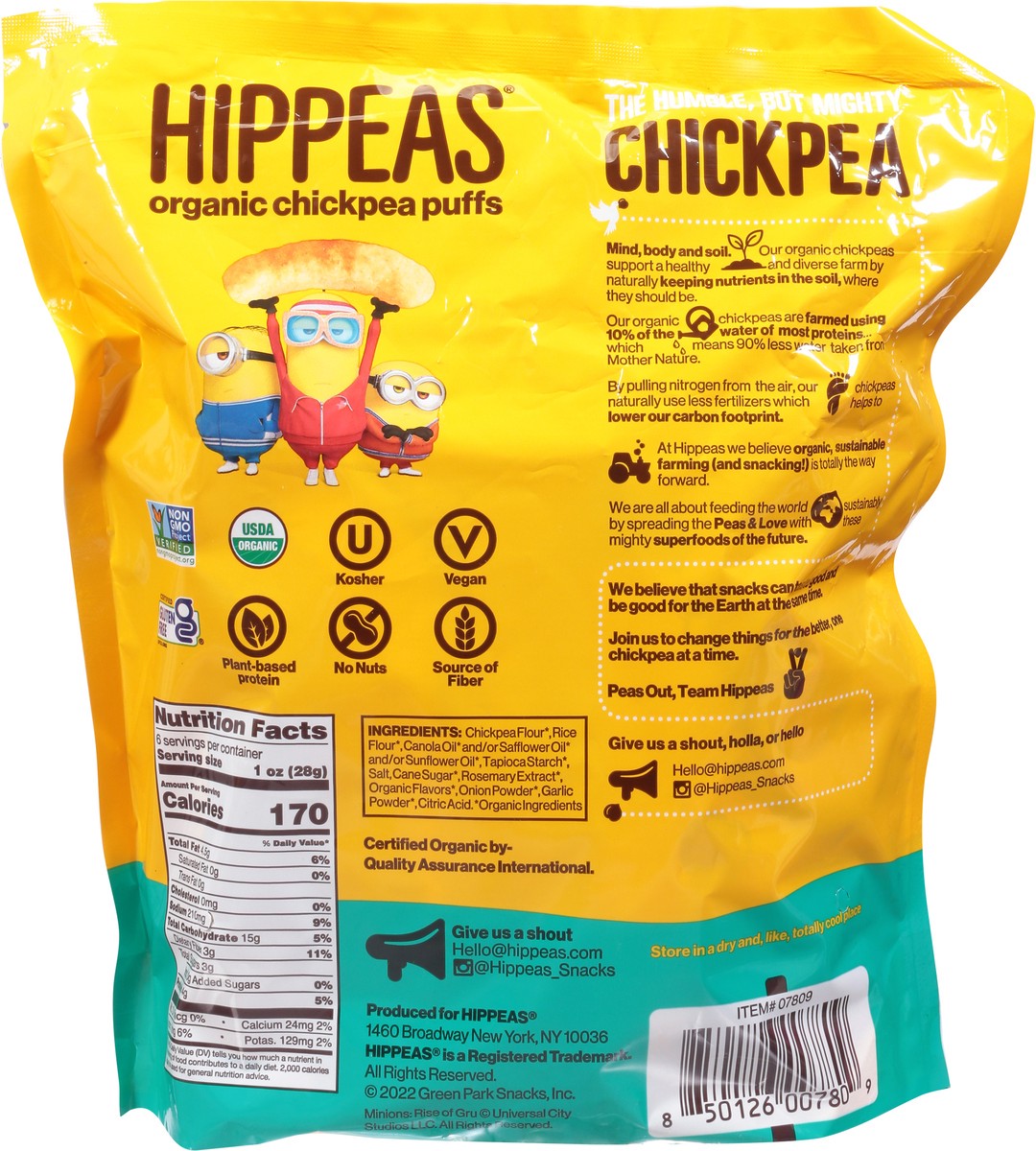 slide 2 of 11, HIPPEAS Organic Vegan White Cheddar Chickpea Puffs, 6 oz