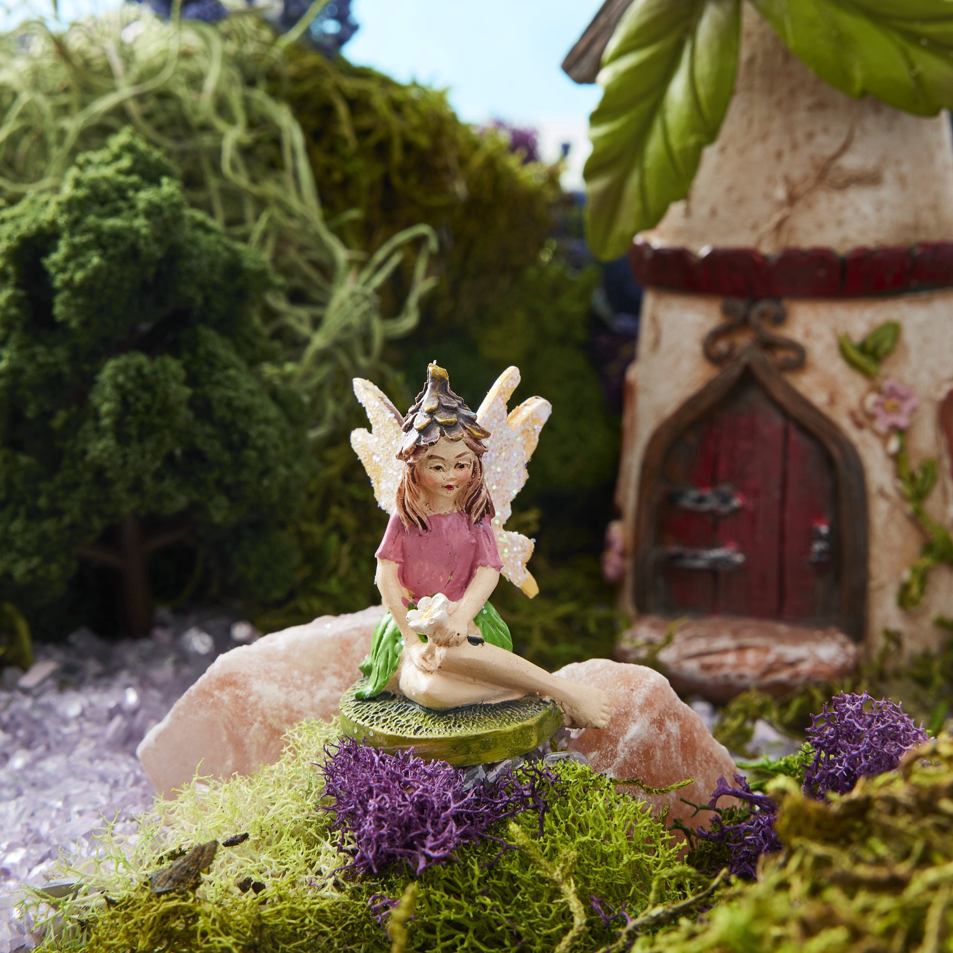 slide 3 of 3, Miniature Pixie Sitting With Flower By Make Market, 1.71 in x 1.28 in x 1.09 in