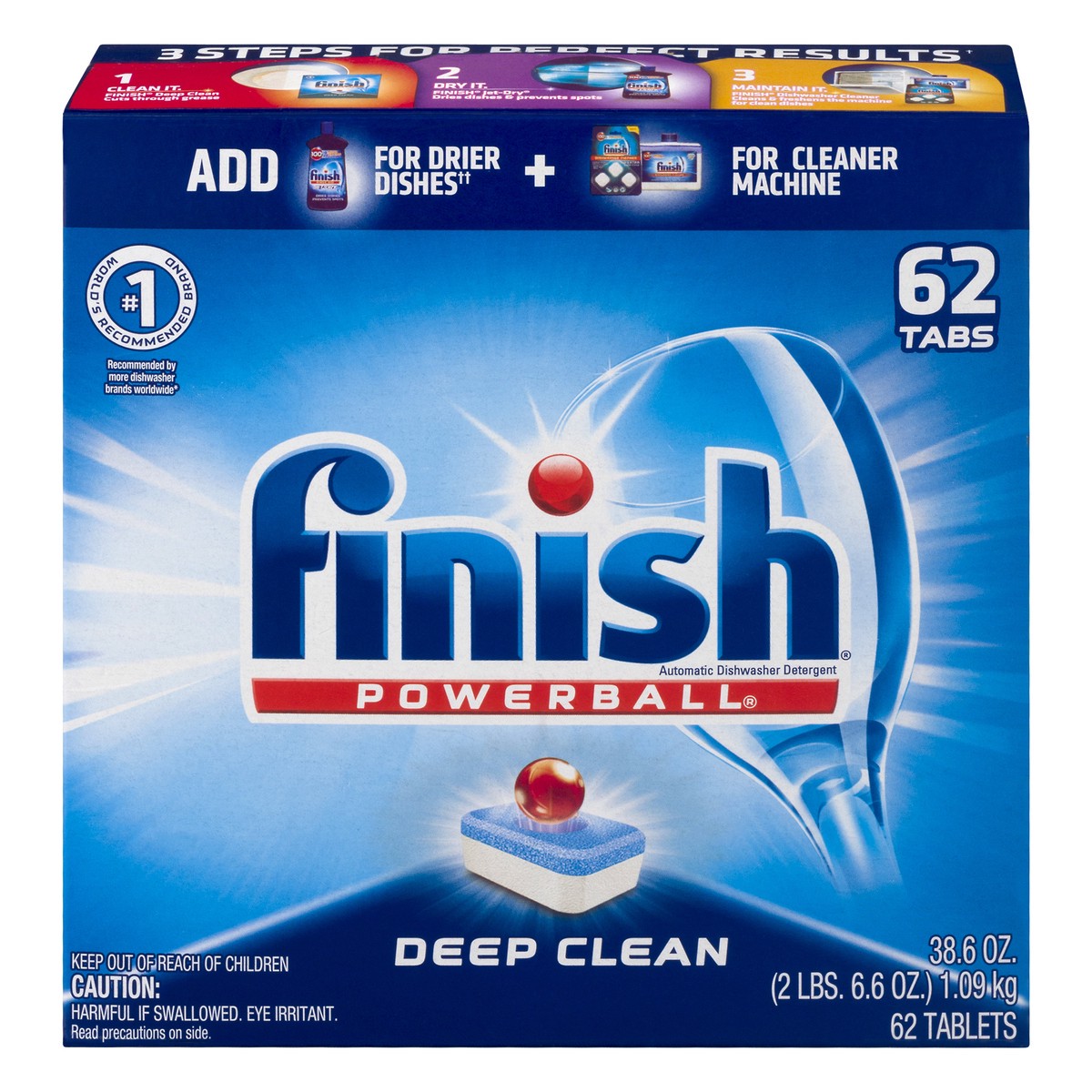 slide 1 of 12, Finish Tablets Deep Clean Automatic Dishwasher Detergent 62.0 ea, 62 ct