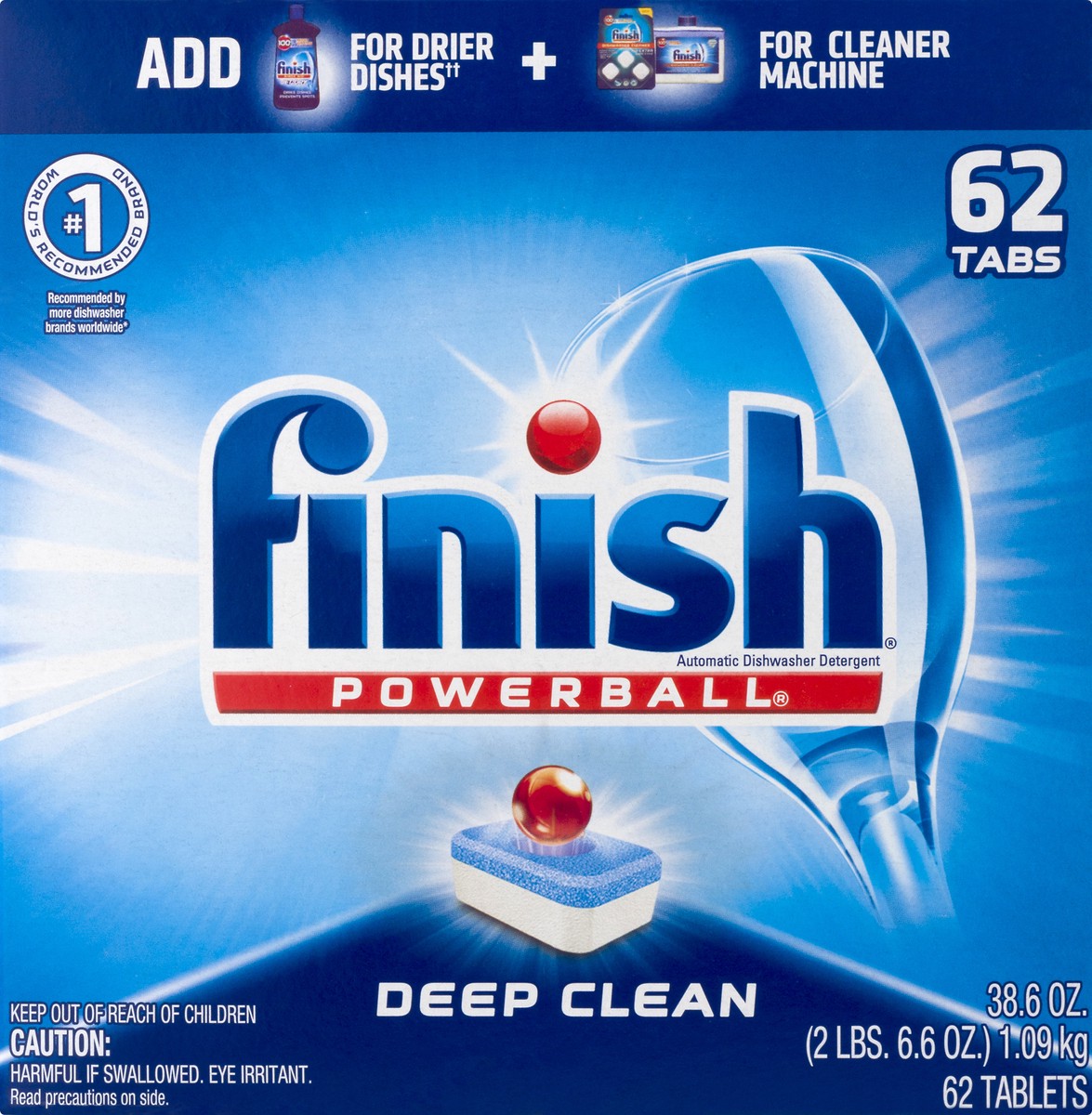 slide 9 of 12, Finish Tablets Deep Clean Automatic Dishwasher Detergent 62.0 ea, 62 ct