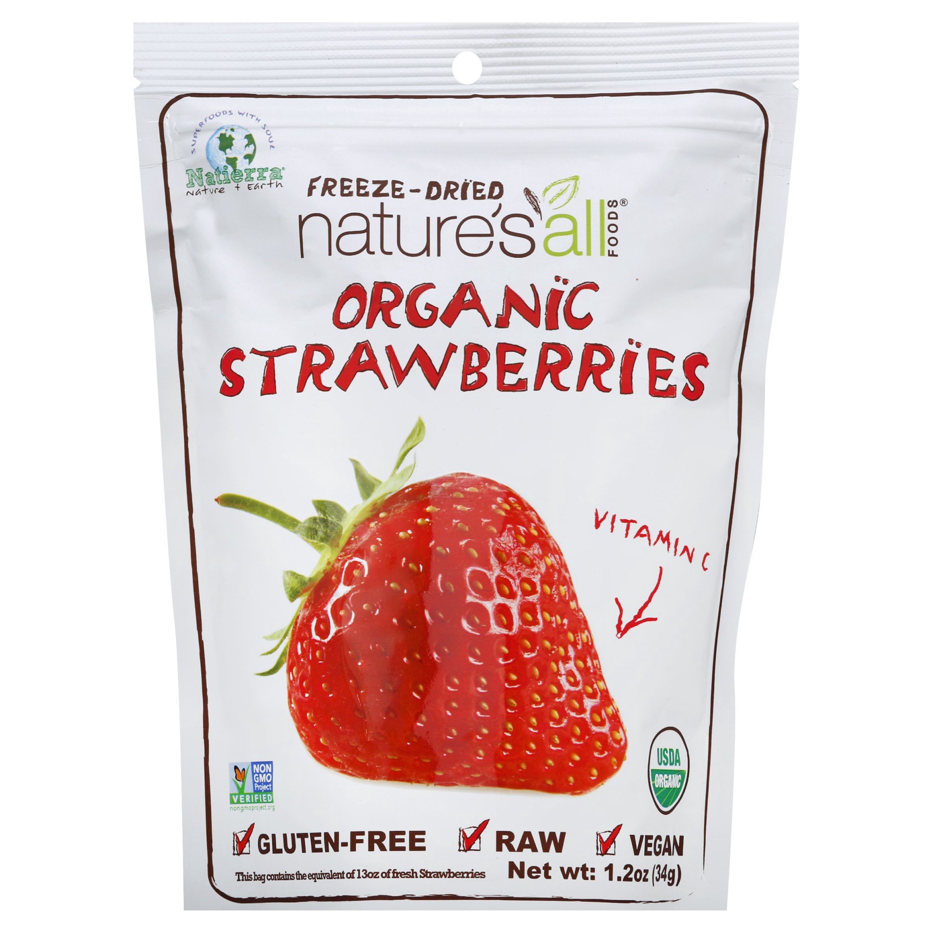 slide 1 of 11, Natierra Natures All Foods Freeze Dried Organic Strawberries, 1.2 oz