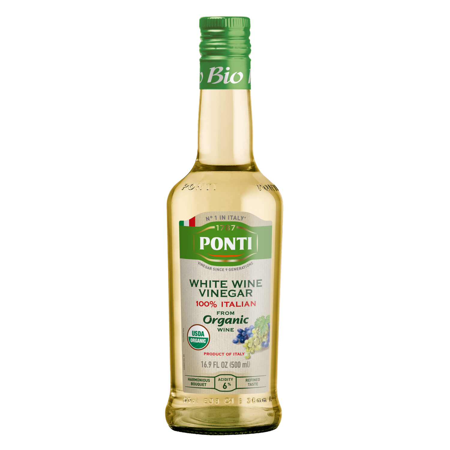 slide 1 of 1, Ponti 100% Italian White Wine Vinegar Organic, 16.9 oz