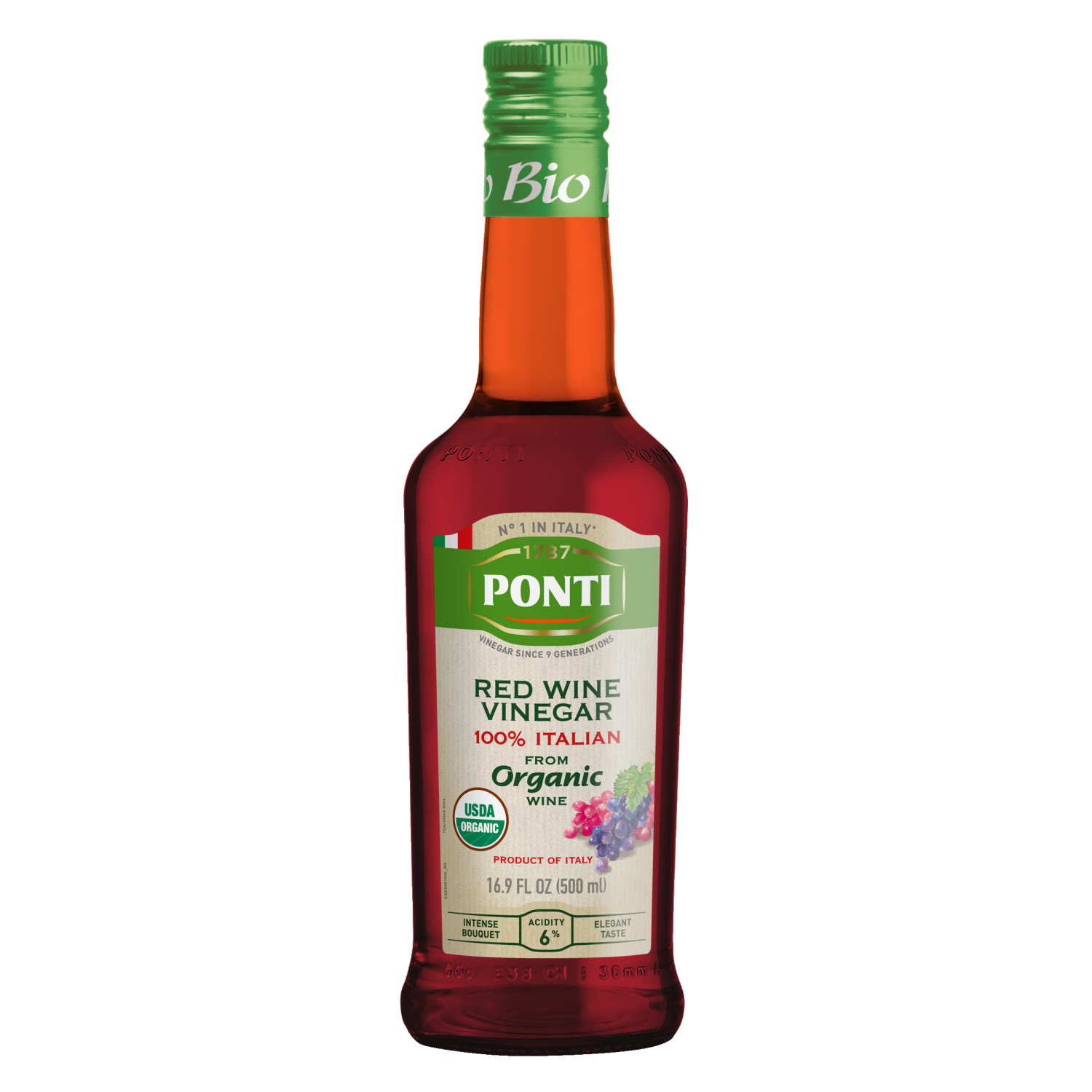 slide 1 of 1, Ponti 100% Italian Red Wine Vinegar Organic, 16.9 oz