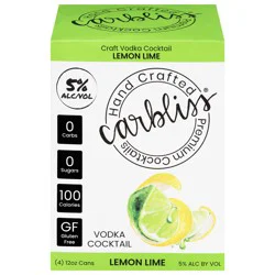 Carbliss Lemon Lime Vodka Cocktail 4 - 12 oz Cans