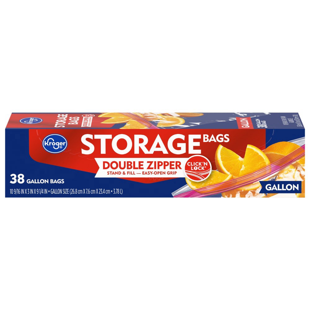 slide 1 of 3, Kroger Home Sense Double Zipper Gallon Storage Bags, 38 ct; 1 gal